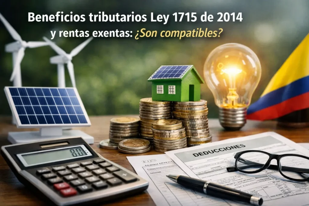 Beneficios tributarios de la Ley 1715 de 2014 aplicados a energías renovables y su compatibilidad con rentas exentas en Colombia
