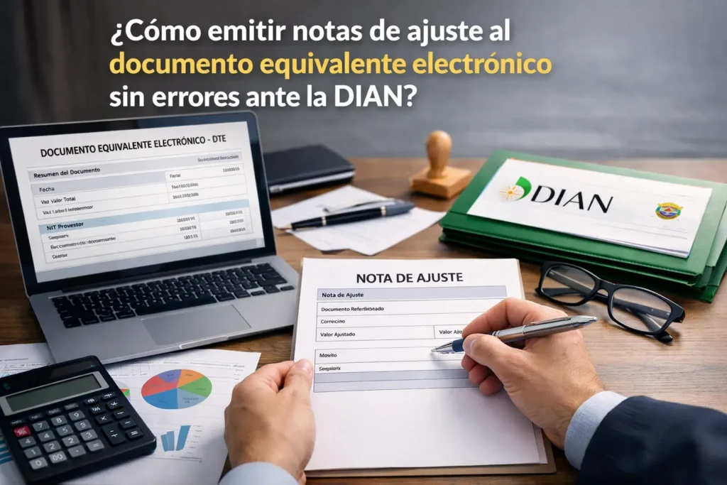 Emisión de notas de ajuste al documento equivalente electrónico ante la DIAN de forma correcta