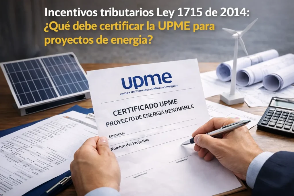 Certificación UPME para proyectos de energía renovable según la Ley 1715 de 2014